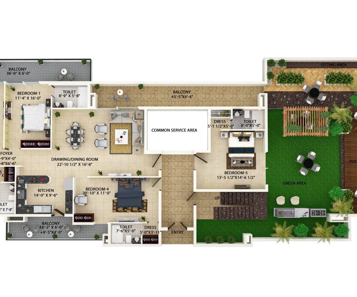 5 bhk lower pent house