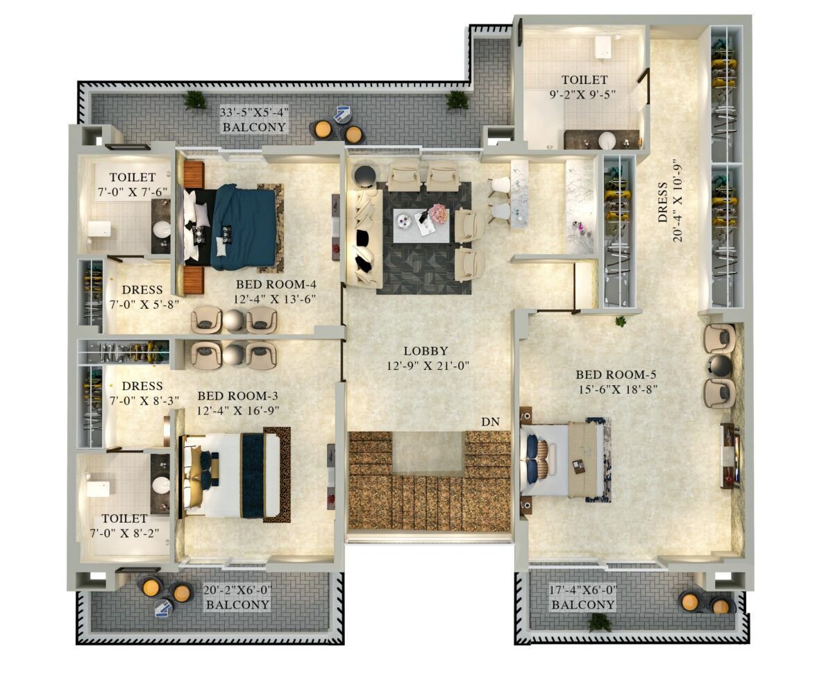 5bhk duplex upper plan