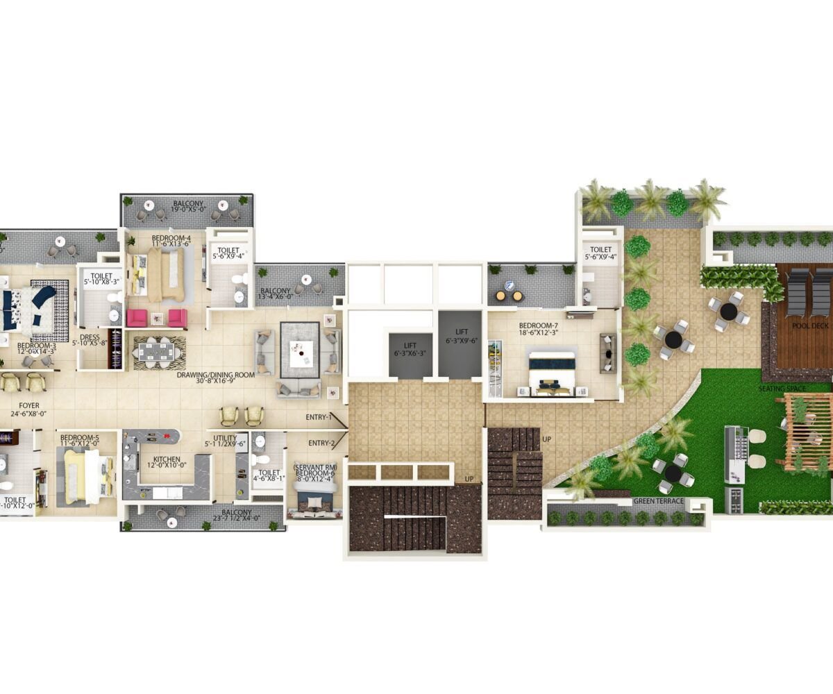 6bhk+ s lower pent house plan