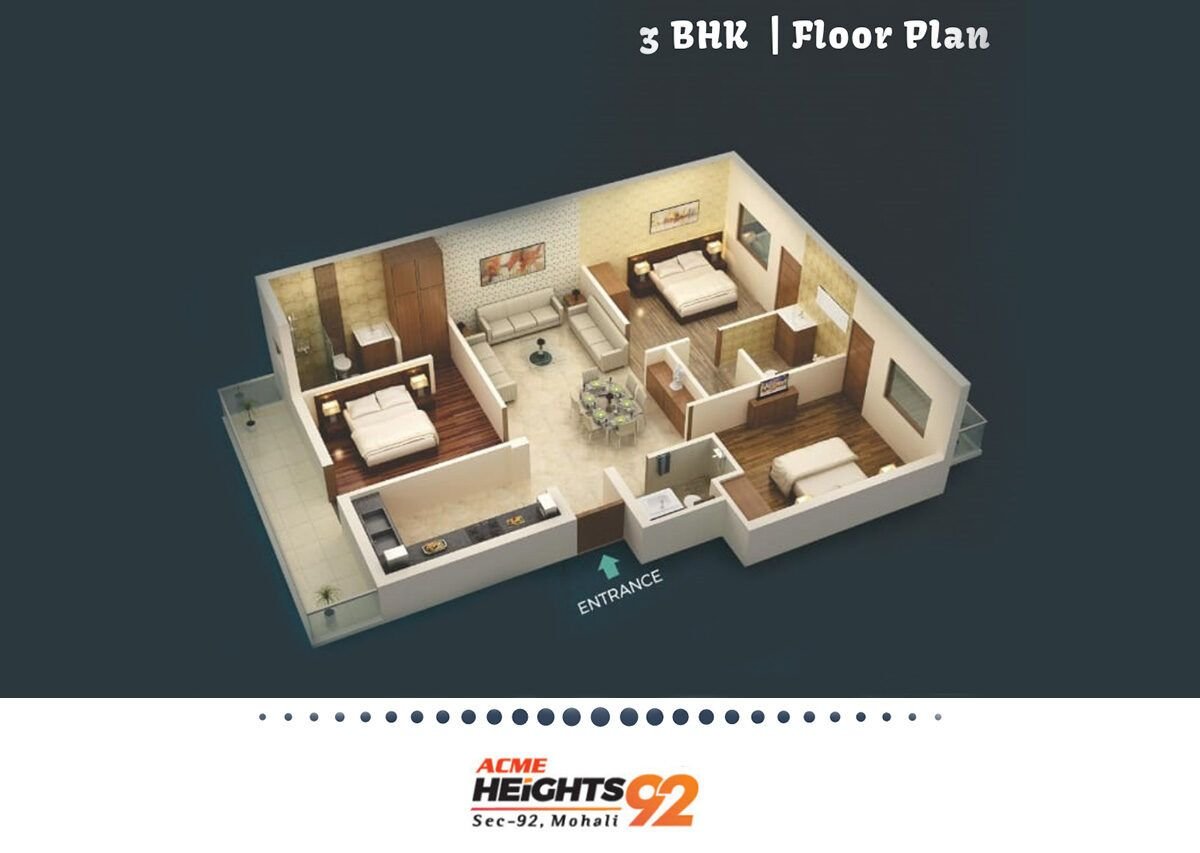 Acme Heights Mohali 2BHK Floor Plan