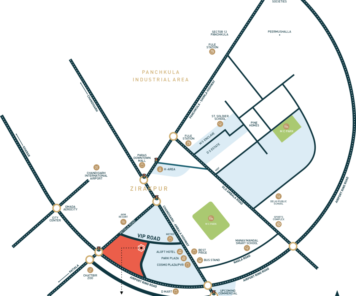 Hermitage Centralis Zirakpur Location Map