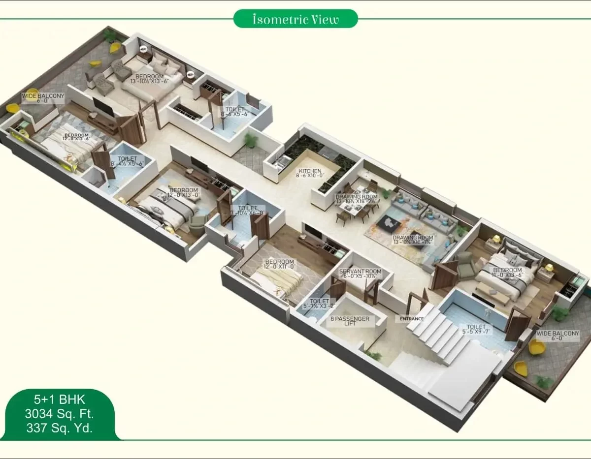 Motia'z Harmony Greens Floor Plan 5+1BHK 3034 Sq.ft.