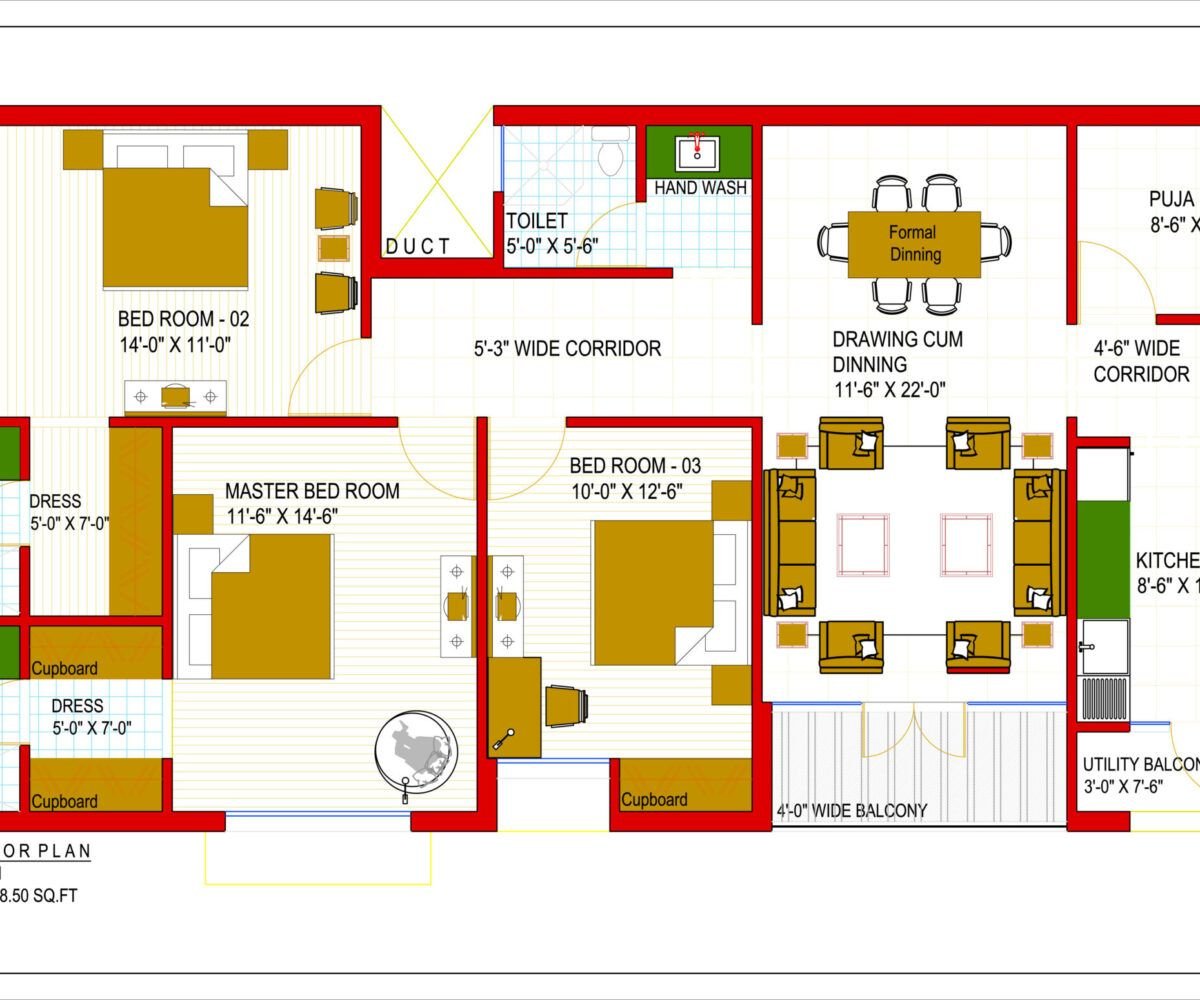 Nirwana Greens Kharar Floor Plan 3BHK